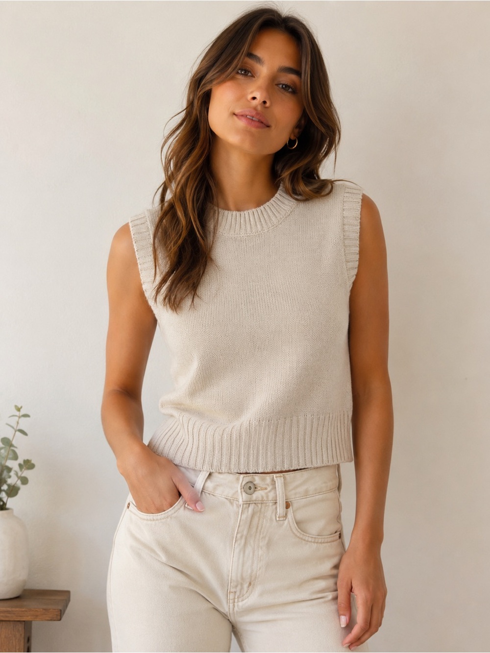 Freshman 1996 Cream Knit Sweater Vest Size XS